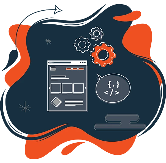 Mockup of process of Emroy designing a website