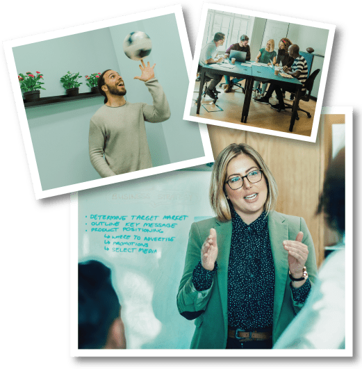Collage of Emroy team working together